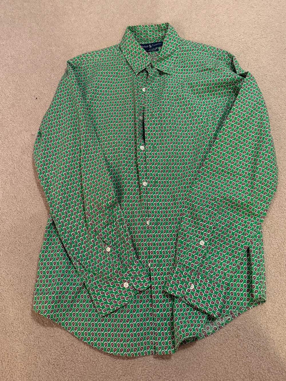 Men’s Polo Ralph Lauren Green Paisley Button Down Shirt